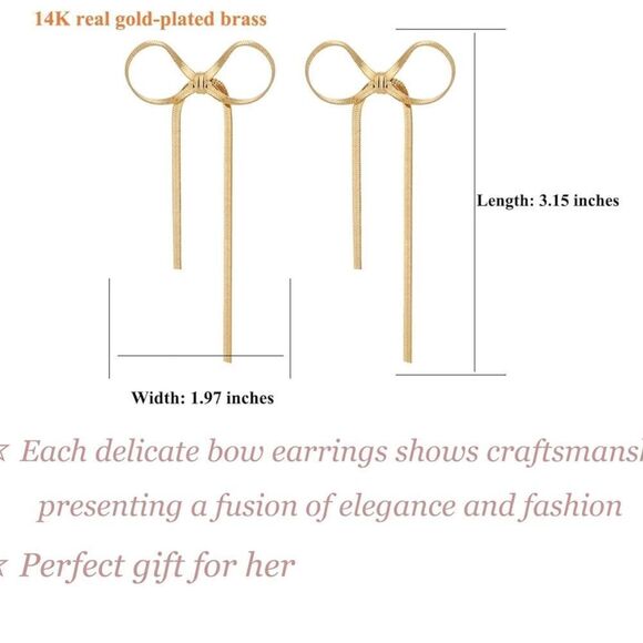 Gold tassel bow earrings 🎀 - Picture 3 of 7
